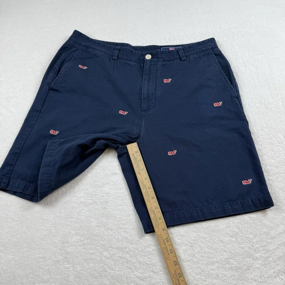 Vineyard Vines Breaker Chino Shorts Men's 36 Navy Blue Whale Red Embroidered